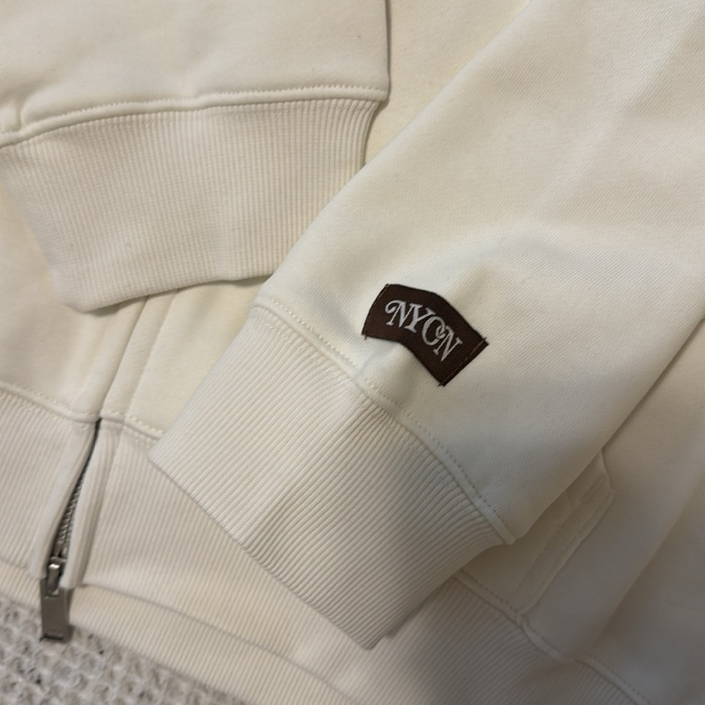 New York or Nowhere Cream Brown Zip-Up Hoodie - Picture 3 of 5